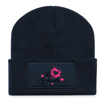 Kleine Schwester - Bestes Geburtstagsgeschenk - Beanie recyclé à patch - bleu marine - Devant