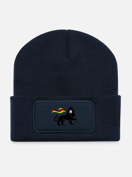 Lion drapeau Rasta - Beanie recyclé à patch - bleu marine