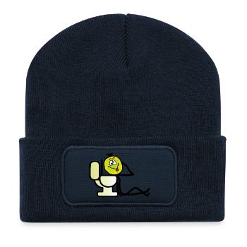 Sick guy in front of toilett - sick emoji - Recycled Patch Beanie - french navy - Front