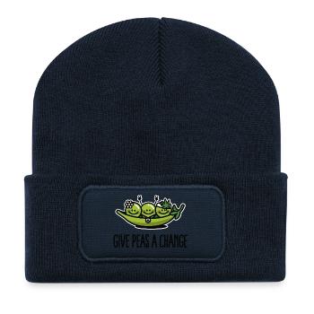 Give peas / peace a change hippies - Recycelte Patch Beanie - French Navy - Vorne