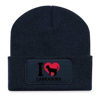 I love Labradors - Beanie recyclé à patch - bleu marine - Devant