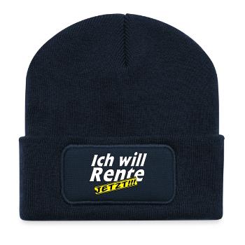 Fun Party Spruch Statement ich will Rente (25) - Recycelte Patch Beanie - French Navy - Vorne