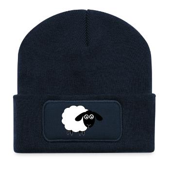 Mouton - Beanie recyclé à patch - bleu marine - Devant