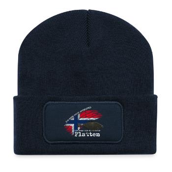 Les plaques les plus épaisses I Flétan pêcheur Norvège - Beanie recyclé à patch - bleu marine - Devant