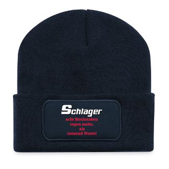 Schlager Party , Schlager Musik , Schlager Worte - Recycelte Patch Beanie - French Navy - Vorne