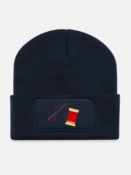 Broderie de logo à l’aiguille et au fil - Beanie recyclé à patch - bleu marine