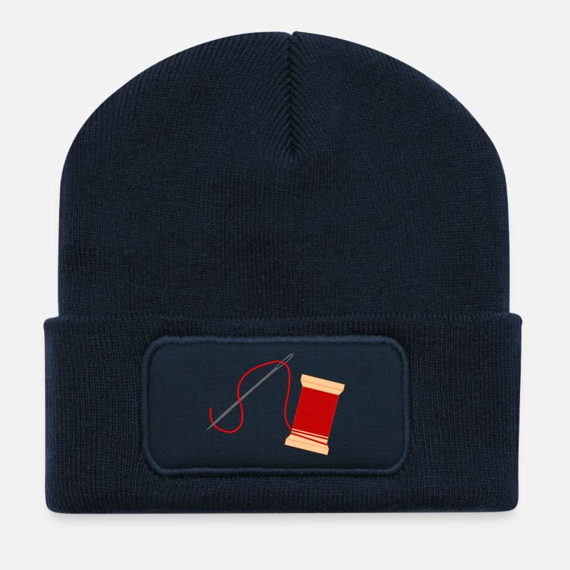 Broderie de logo à l’aiguille et au fil - Beanie recyclé à patch - bleu marine