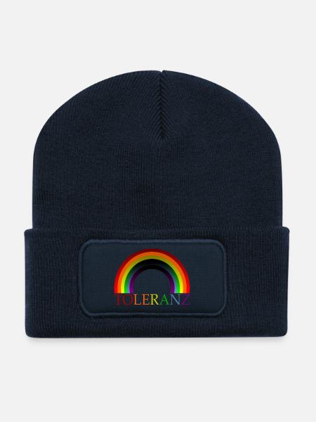 TOLERANZ REGENBOGENFAHNE DIVERSITÄT VIELFALT - Recycelte Patch Beanie - French Navy
