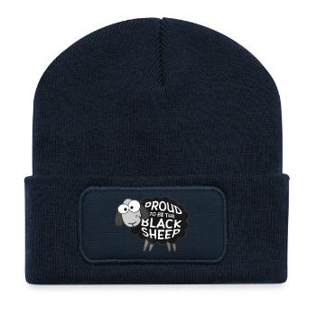 Proud To Be The Black Sheep Funny Sheep Exterior - Recycled Patch Beanie - french navy - Front