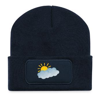 Wetter bewölkt heiter - Recycelte Patch Beanie - French Navy - Vorne