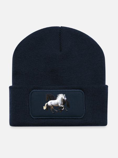 Chevaux - Beanie recyclé à patch - bleu marine