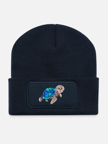 Süße Schildkröte Atlantis - Recycelte Patch Beanie - French Navy