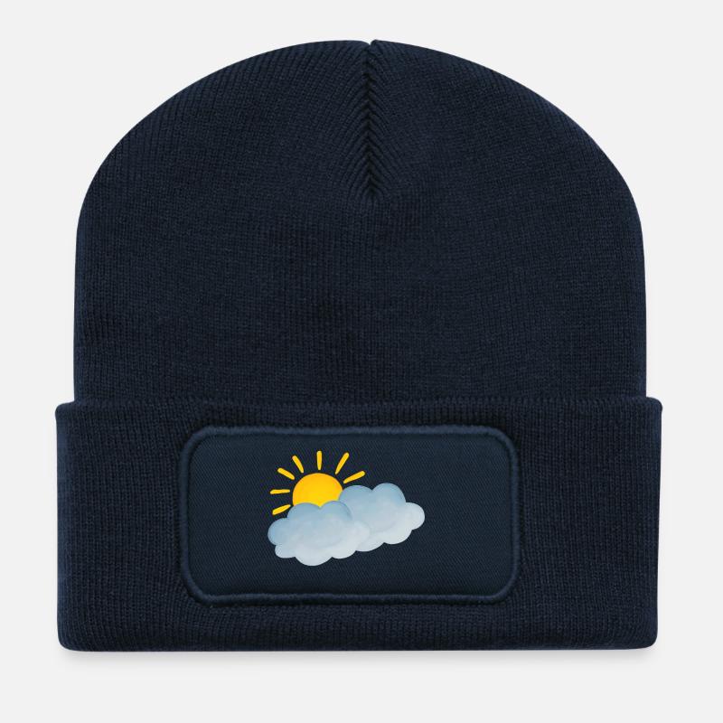 Leicht Bewölkt, Wetter Symbol - Recycelte Patch Beanie - French Navy