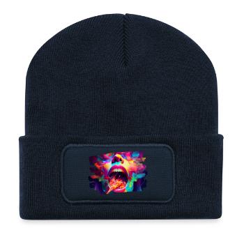 kunst kreativ lustig horror monster techno party - Recycelte Patch Beanie - French Navy - Vorne