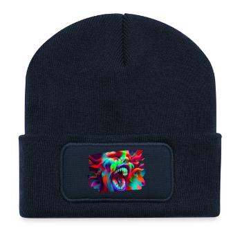 kunst kreativ lustig horror monster techno party - Recycelte Patch Beanie - French Navy - Vorne