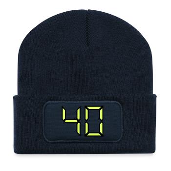 40. ANNIVERSAIRE. HAPPY BIRTHDAY - Beanie recyclé à patch - bleu marine - Devant