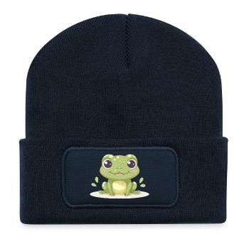 Cute Frog – Funny Animal Motif for Frog Fans - Recycled Patch Beanie - french navy - Front