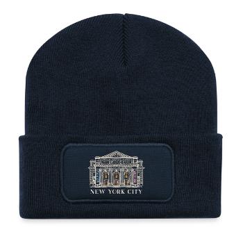 New York, Manhattan Midtown Library, États-Unis - Beanie recyclé à patch - bleu marine - Devant