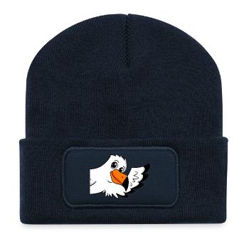 Möwe Gruß Begrüßung - Recycelte Patch Beanie - French Navy - Vorne