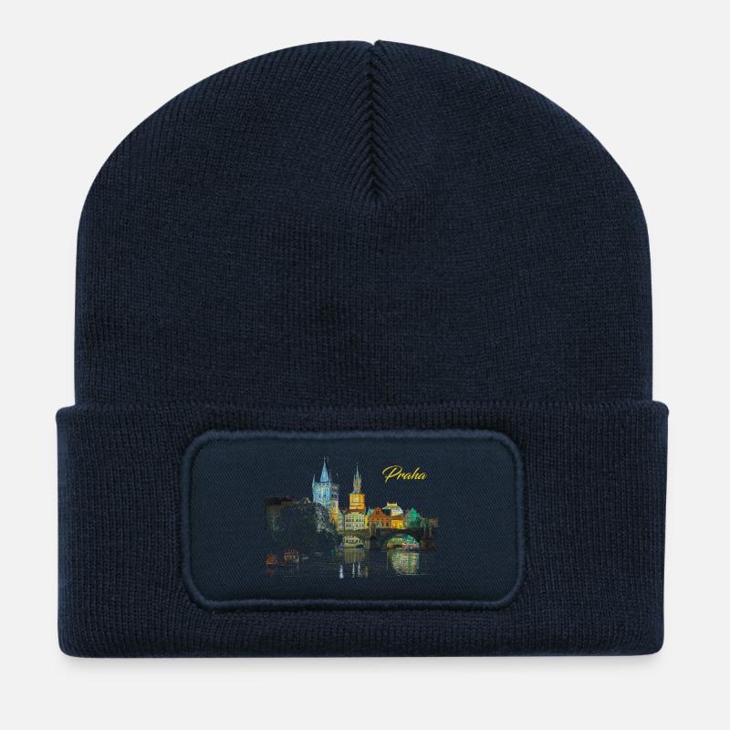Prag - Recycelte Patch Beanie - French Navy