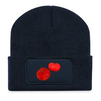 Tomaten in Ölfarboptik, Küche, Vegetarier - Recycelte Patch Beanie - French Navy - Vorne