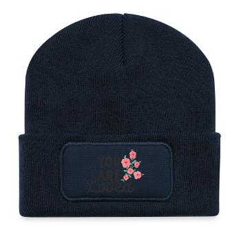 Vous êtes aimé - Beanie recyclé à patch - bleu marine - Devant