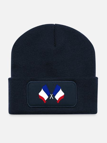 Deux drapeaux France - Beanie recyclé à patch - bleu marine