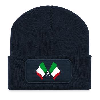 Flags of Italy crossed - Recycled Patch Beanie - french navy - Front