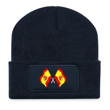 Zwei Flaggen Spanien - Recycelte Patch Beanie - French Navy - Vorne