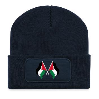 Deux drapeaux palestiniens croisés - Beanie recyclé à patch - bleu marine - Devant