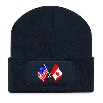 Flag USA and flag Canada - Recycled Patch Beanie - french navy - Front