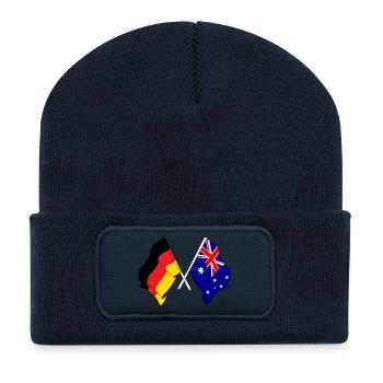 Drapeau de l’Allemagne et drapeau de l’Australie - Beanie recyclé à patch - bleu marine - Devant