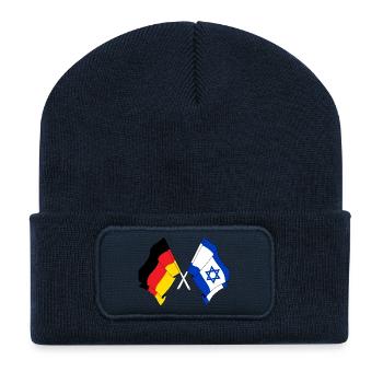 Drapeau de l’Allemagne et drapeau d’Israël - Beanie recyclé à patch - bleu marine - Devant