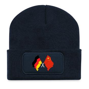 Drapeau de l’Allemagne et drapeau de la Chine - Beanie recyclé à patch - bleu marine - Devant