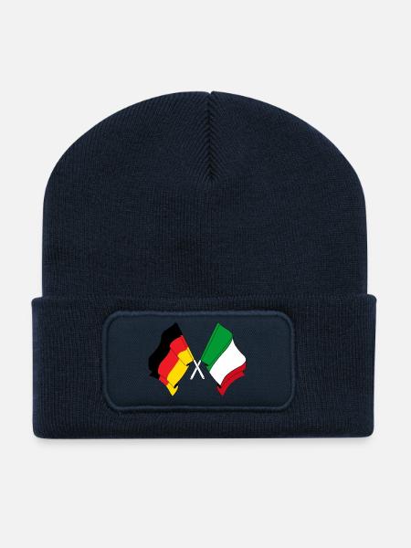 Flagge von Deutschland und Flagge Italien - Recycelte Patch Beanie - French Navy