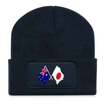 Flagge von Australien und Flagge Japan - Recycelte Patch Beanie - French Navy - Vorne