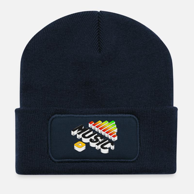 Spiele die Musik | Isometrische Musikillustration - Recycelte Patch Beanie - French Navy