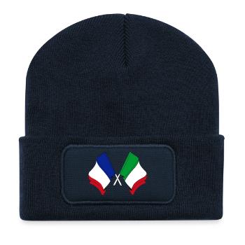 Flagge von Frankreich und Flagge Italien - Recycelte Patch Beanie - French Navy - Vorne