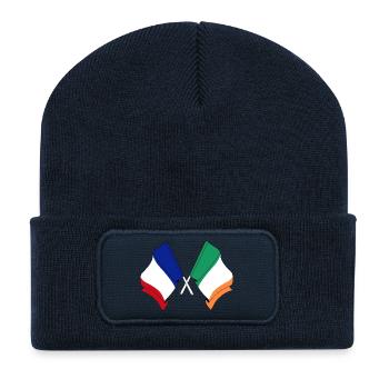 Flag of France and flag of Ireland - Recycled Patch Beanie - french navy - Front
