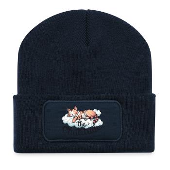 Schlafende Katze fauler, lustiger Katzenhumor! - Recycelte Patch Beanie - French Navy - Vorne