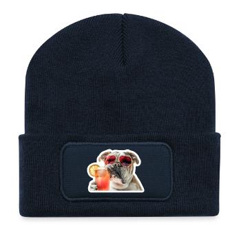 Bully Boire un cocktail - Beanie recyclé à patch - bleu marine - Devant