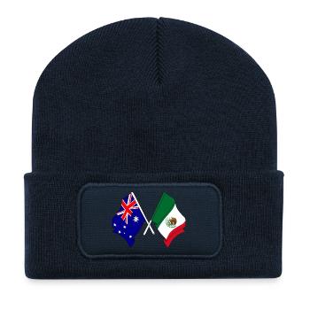 Flagge Australiens und Mexikos Flagge gekreuzt - Recycelte Patch Beanie - French Navy - Vorne