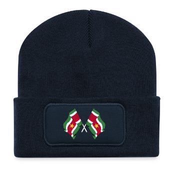 Zwei gekreuzte Flaggen von Suriname - Recycelte Patch Beanie - French Navy - Vorne