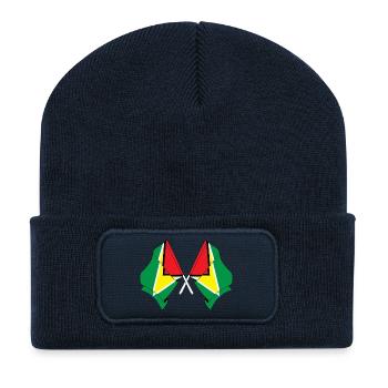 Deux drapeaux croisés de la Guyane - Beanie recyclé à patch - bleu marine - Devant