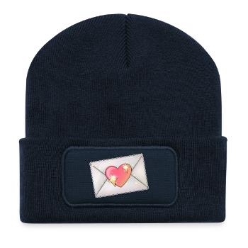 Heart in Envelope Romantic Illustration - Recycled Patch Beanie - french navy - Front
