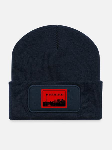 Duesseldorf Skyline Red Edition - Recycelte Patch Beanie - French Navy
