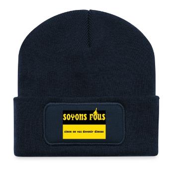 Soyons fous - Beanie recyclé à patch - bleu marine - Devant