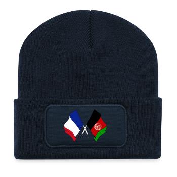 Drapeau de la France et de l’Afghanistan - Beanie recyclé à patch - bleu marine - Devant
