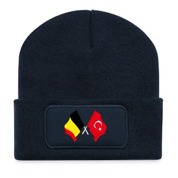 Drapeau Belgique, drapeau Turquie - Beanie recyclé à patch - bleu marine - Devant
