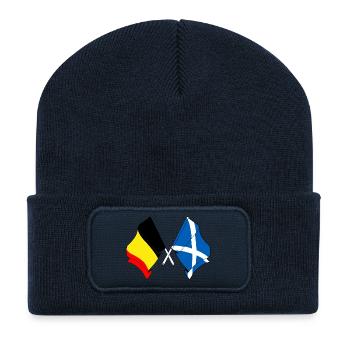 Flag of Belgium, flag of Scotland - Recycled Patch Beanie - french navy - Front